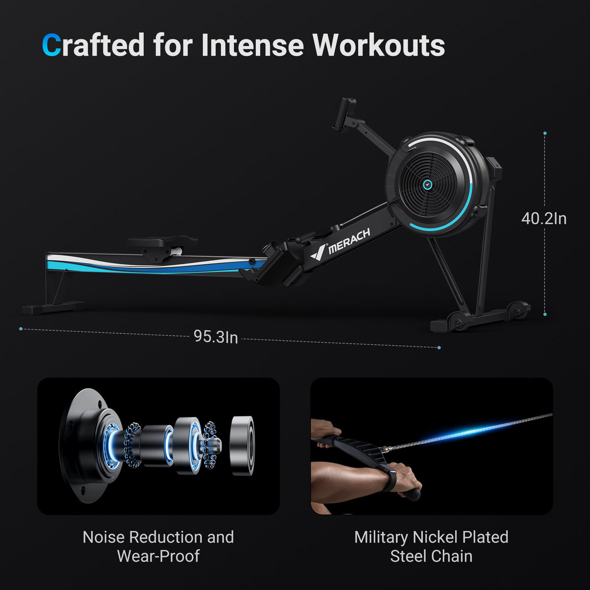 Resistance Rower Affordable Air Rower for Home - R50 Air Resistance Rowing Machine | MERACH
