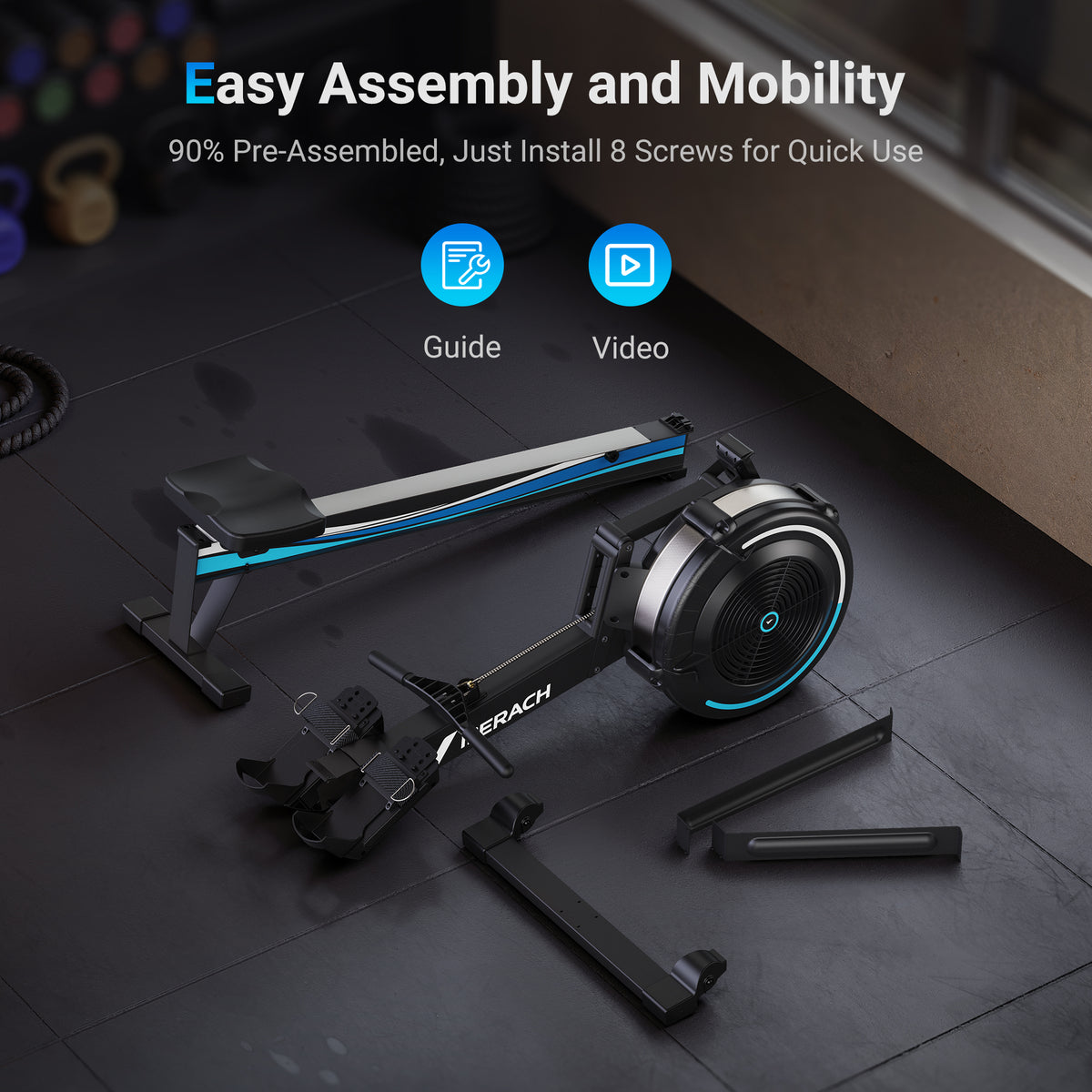 Merach R3 Rower Affordable Air Rower for Home - R50 Air Resistance Rowing Machine | MERACH