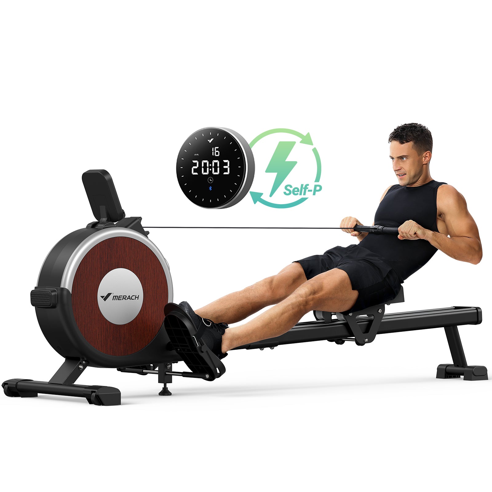 MERACH Self Powered Auto Magnetic Rowing Machine Q1S 16 Levels Of MERACH Self Powered Auto Magnetic Rowing Machine Q1S 16 Levels Of
