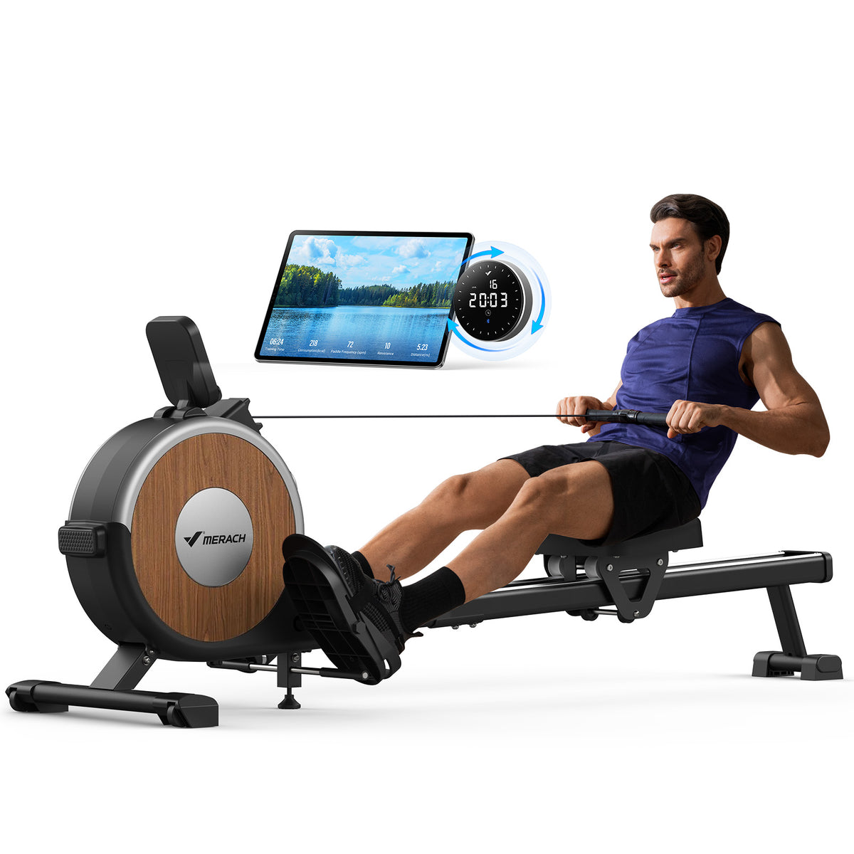 MERACH Self-Powered Auto Magnetic Rowing Machine Q1S, 16 Levels of ...