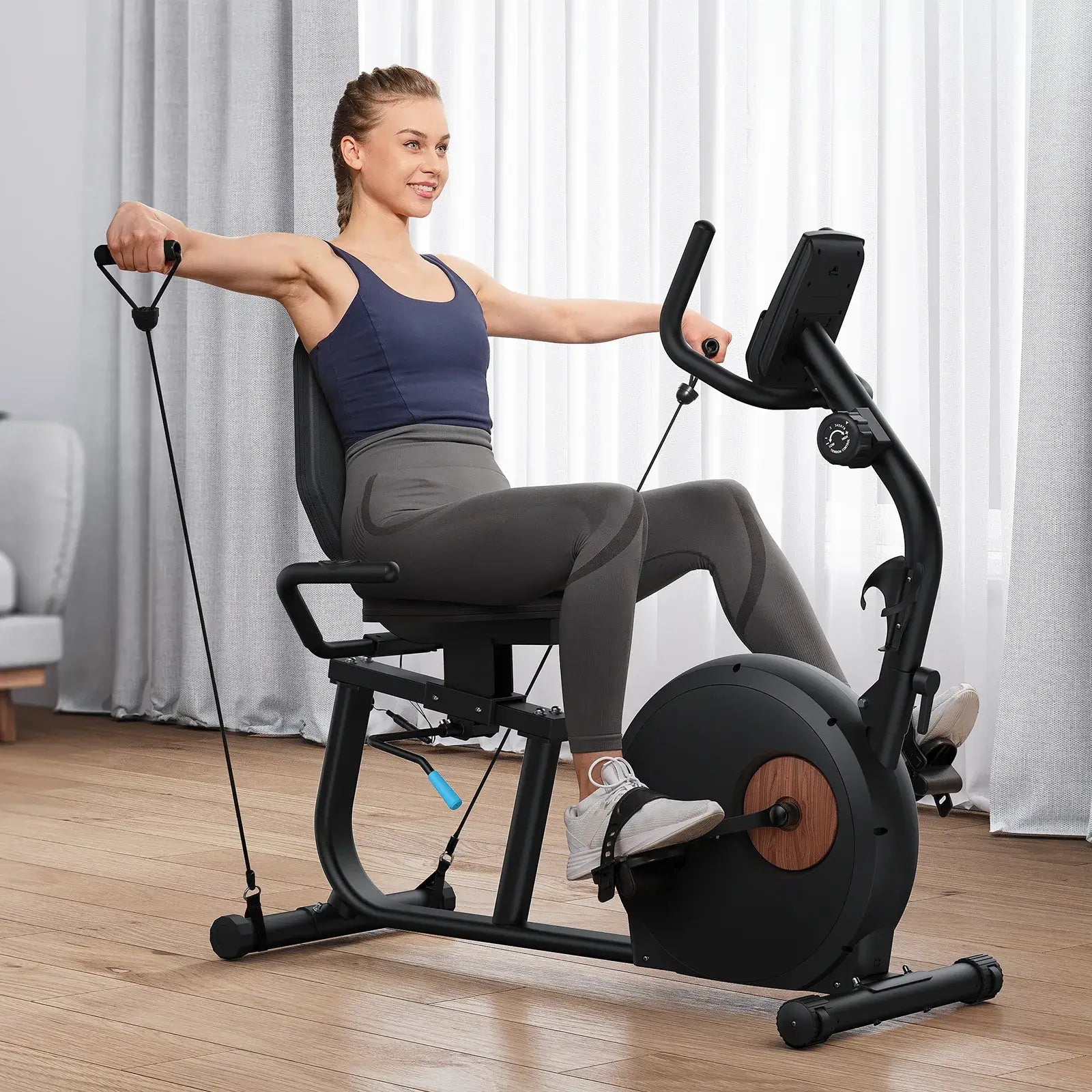 [Crazy Sale] Upgraded Durable Magnetic Recumbent Bikes with Resistance Bands