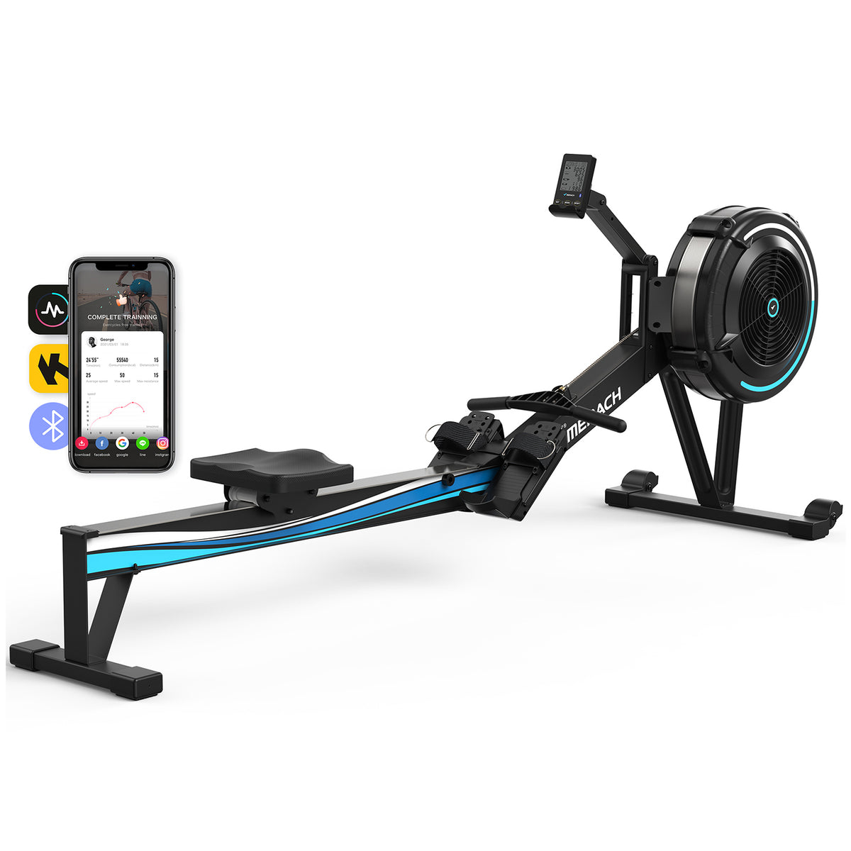 Rowing Machine R 100 MERACH Pro Air Resistance Rowing Machine Air Resistance Rower for Home
