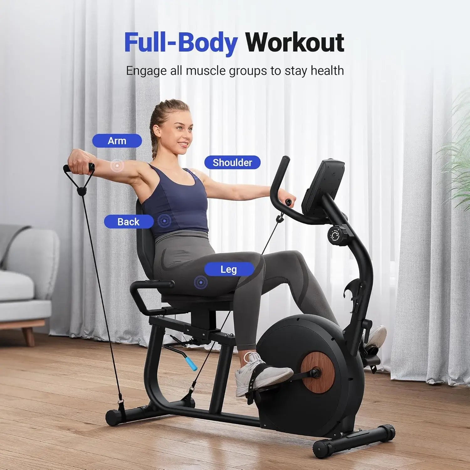 recumbent exercise bike with arm exerciser