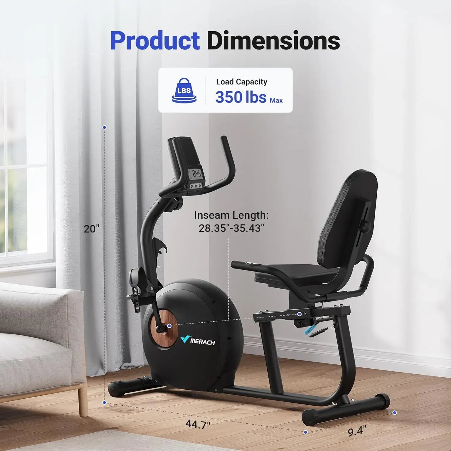 Recumbent bike 350 lb weight capacity sales