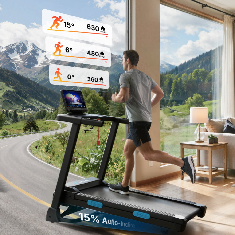 T12 Foldable Treadmill with 15% Auto Incline