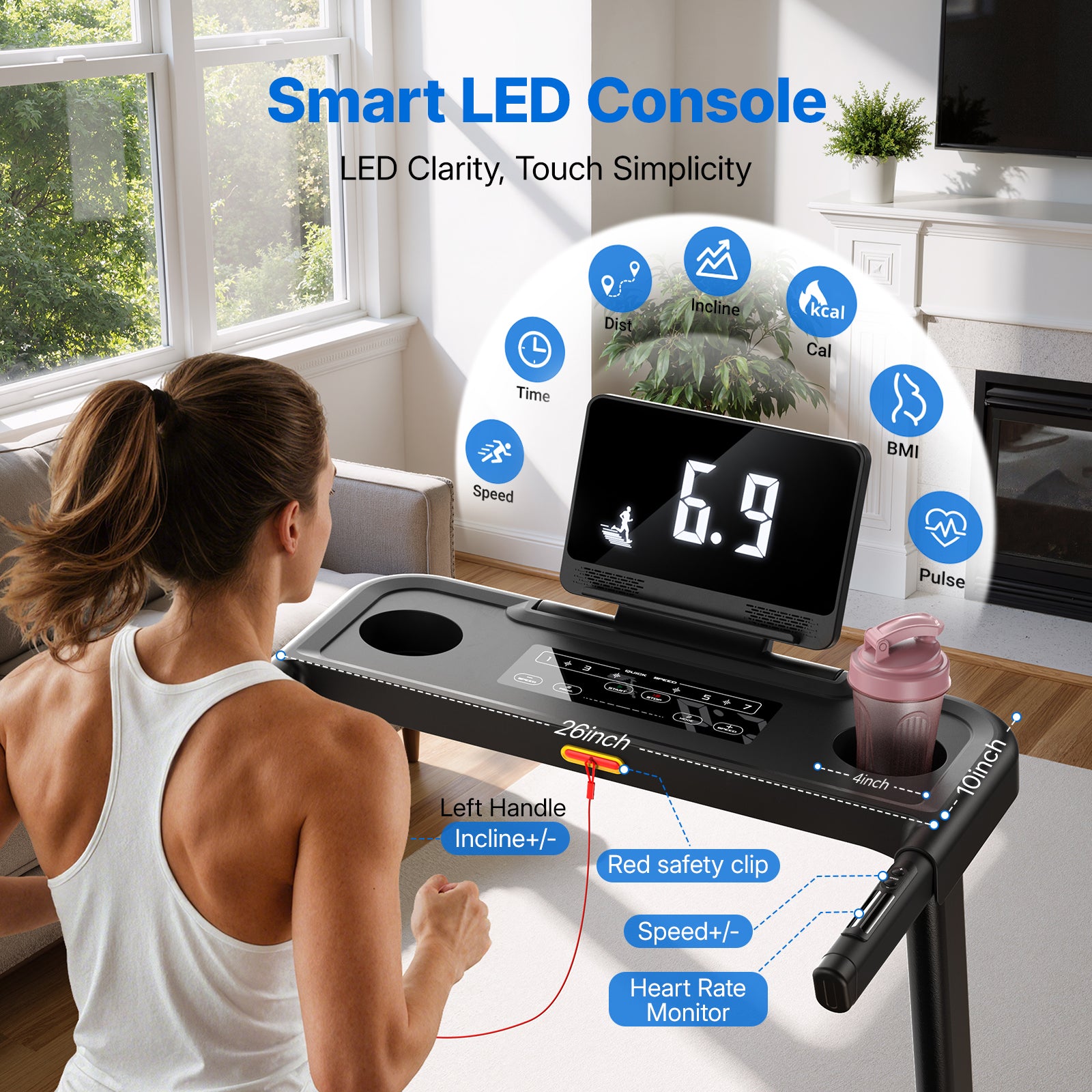 T12 Foldable Treadmill with 15% Auto Incline