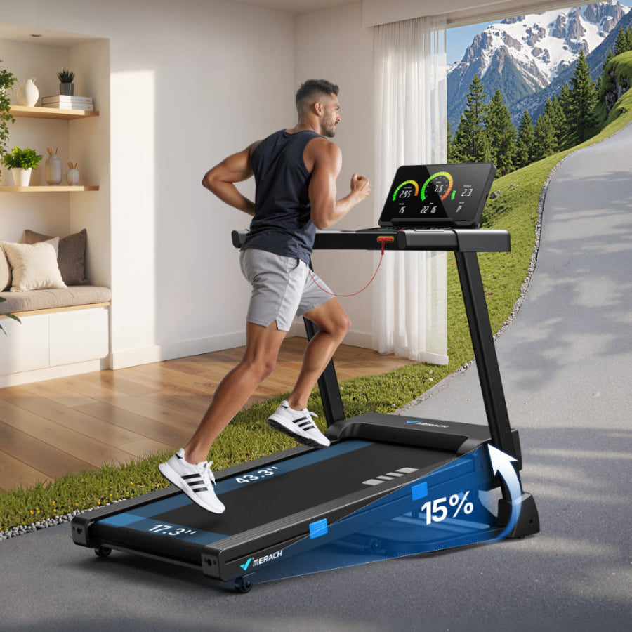 T12 Pro Foldable Treadmill with 15% Auto Incline (320 lbs) | MERACH