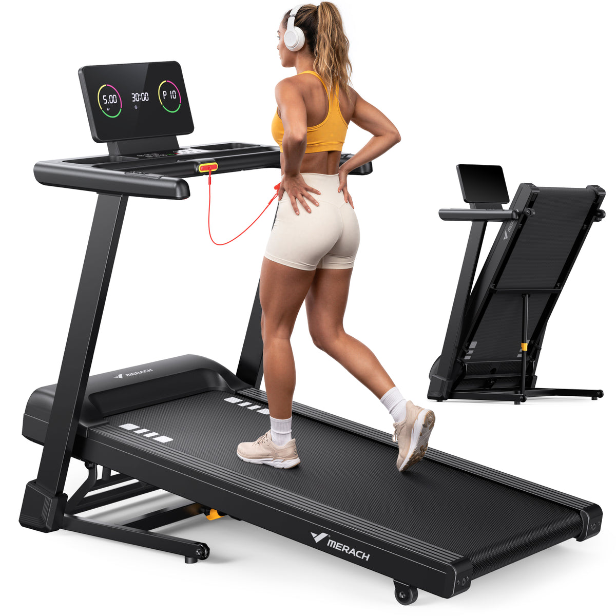 MERACH T16 Incline Treadmill for Home 300 LBS Capacity 3S Quick Foldable