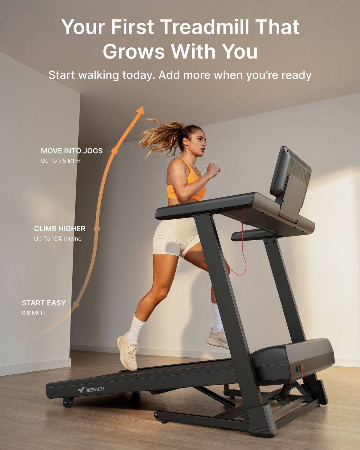 MERACH T16 Incline Treadmill for Home 300 LBS Capacity 3S Quick Foldable