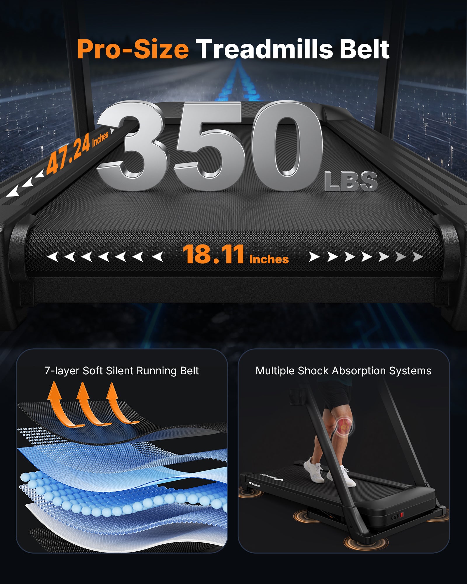 MERACH Treadmill with 18% Auto Incline, 47"x18" Wide Belt Treadmills, 350LBS Heavy Duty Treadmill, 3.5HP Brushless Incline Treadmill for Home, Foldable Treadmill with Screen & APP & Heart Rate Monitor