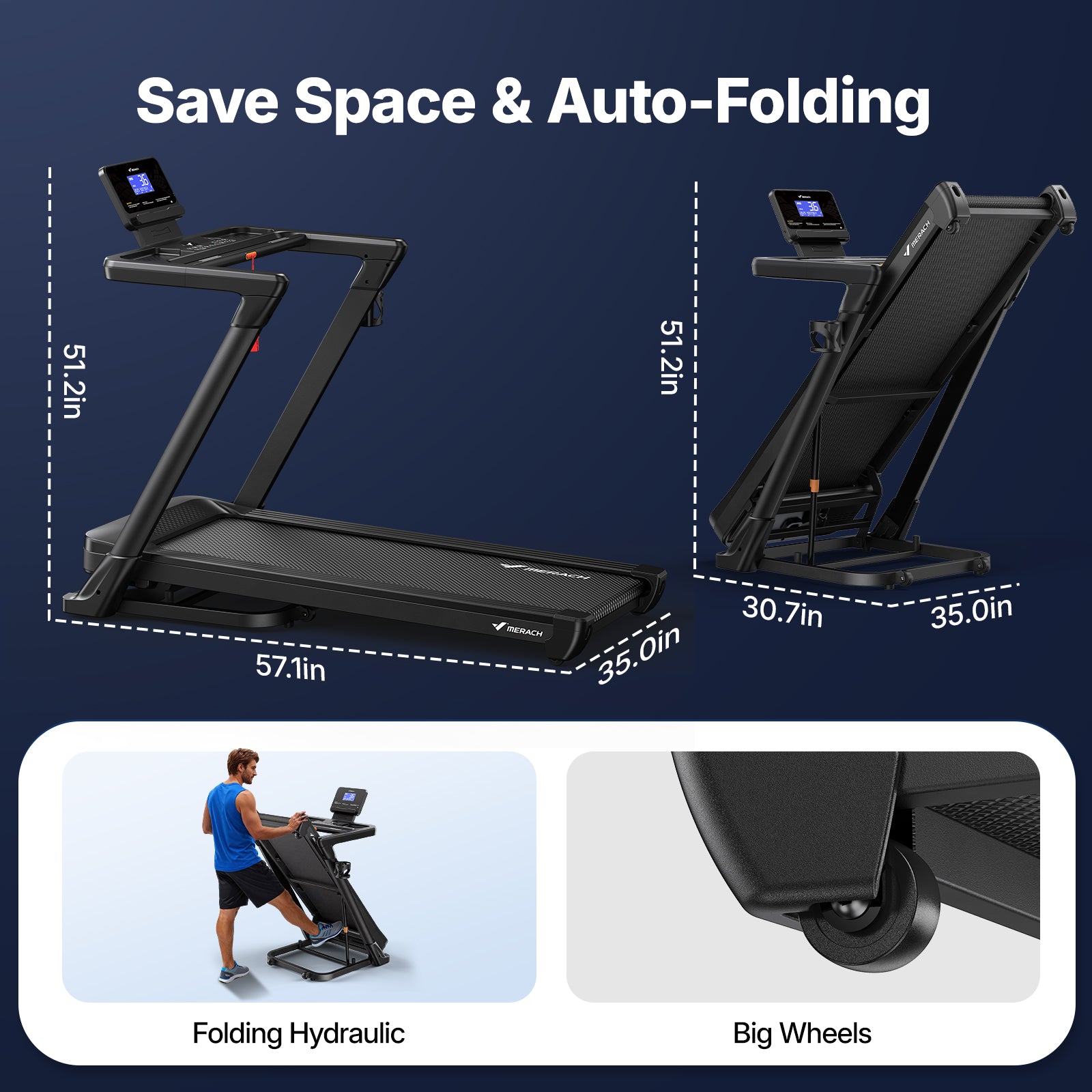 MERACH Treadmill with 18% Auto Incline, 55