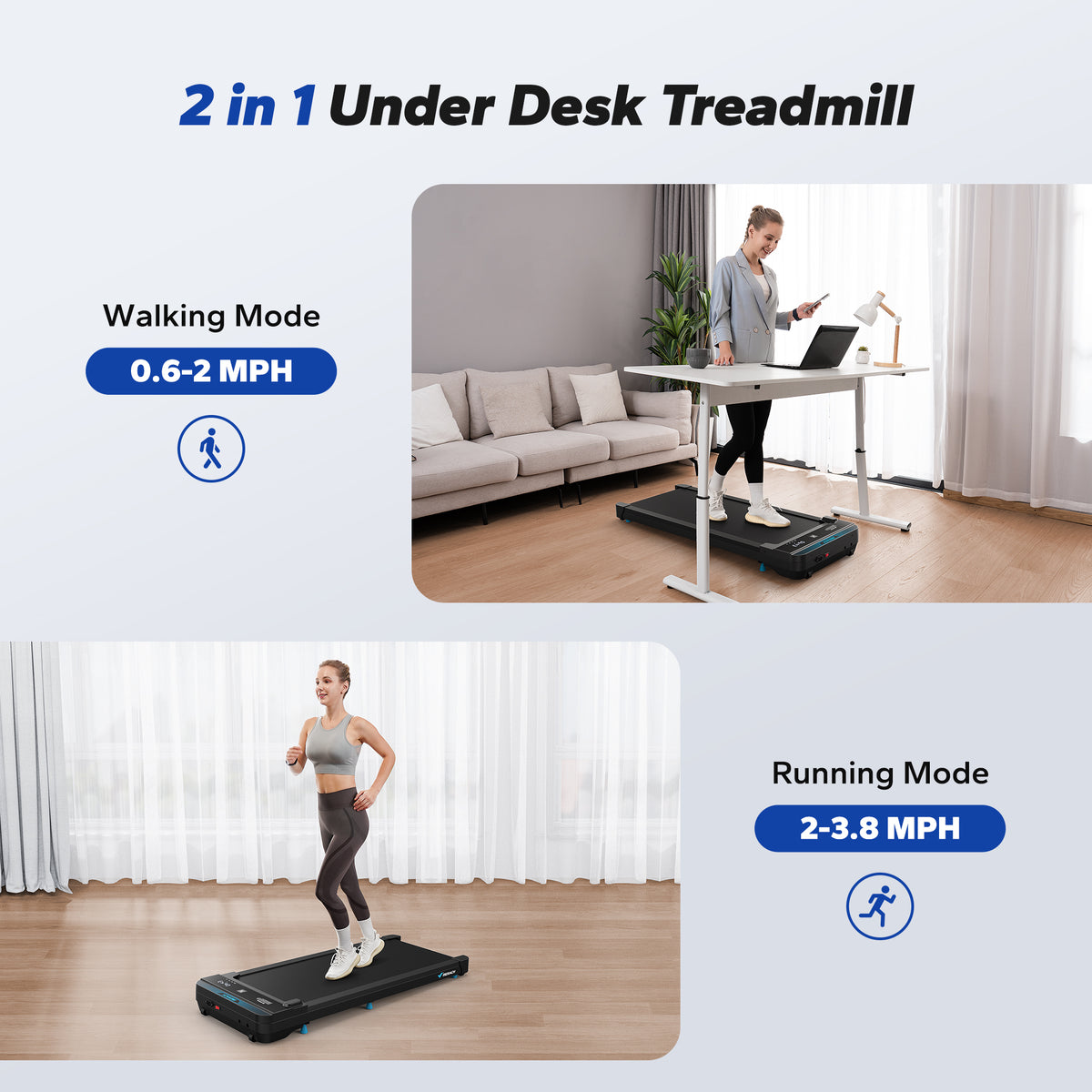 MERACH Under Desk Walking Pad for Home with Free Fitness APP, Remote