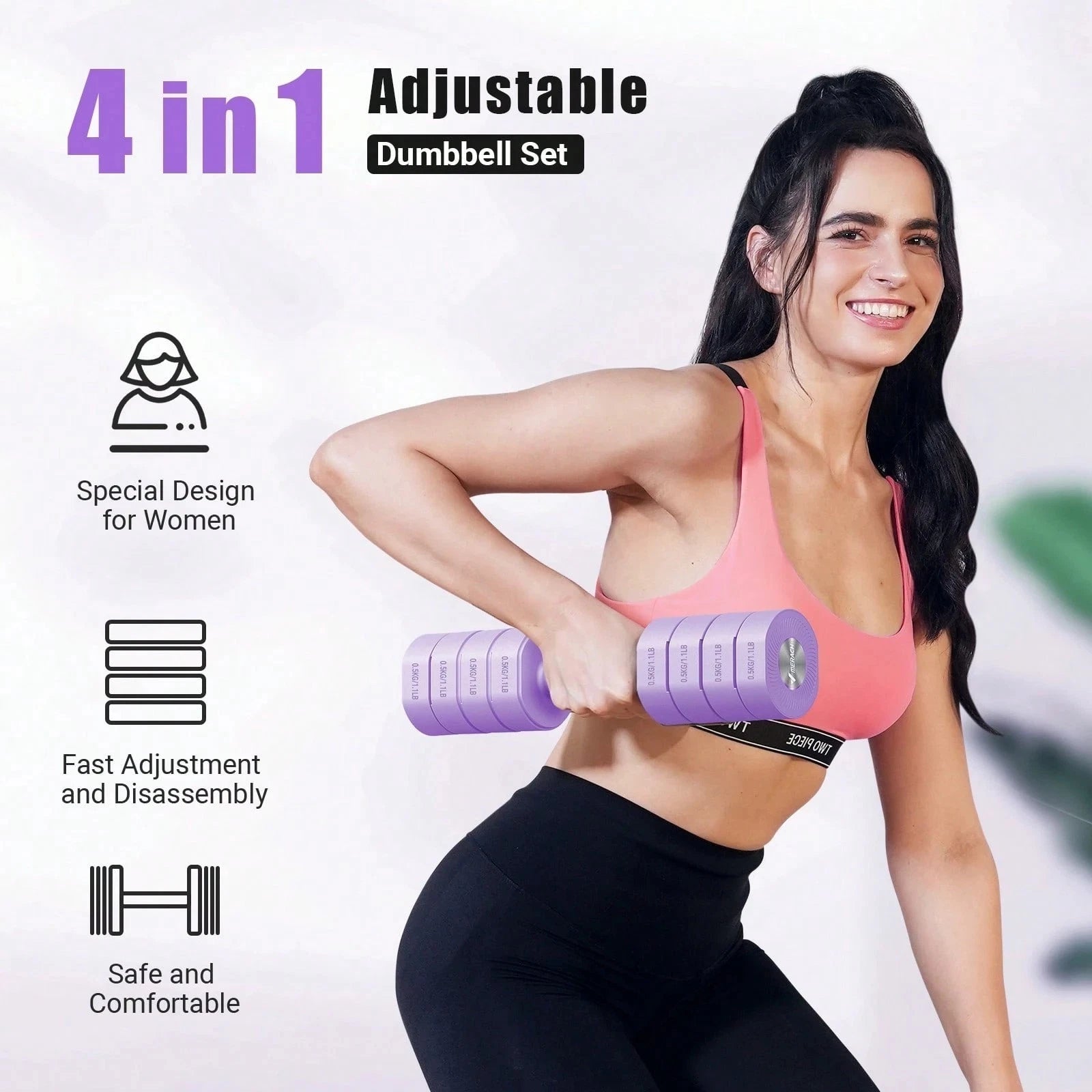 4-in-1 Adjustable Weights Dumbbells for Strength Training
