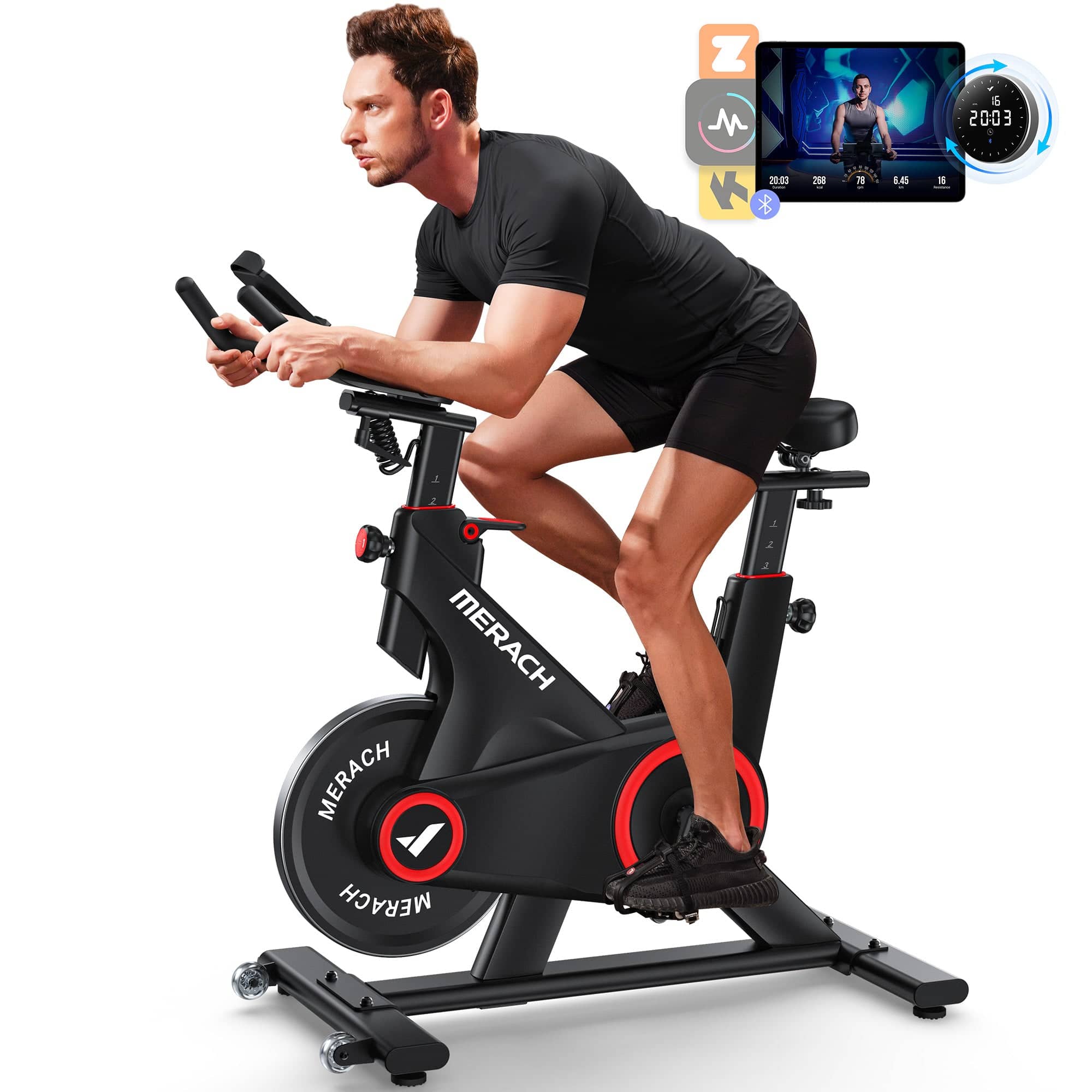 Stationary Workout Spinning Bike Pooboo Magnetic Resistance